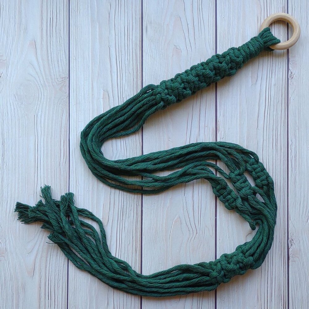 NEW! Green Boho Macrame Plant Hanger | Hanging Planter Indoor Garden Home Decor